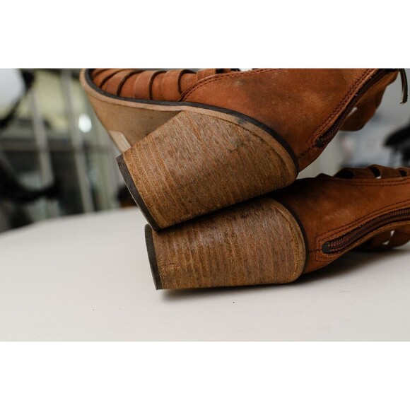 Free People Hybrid Boots Womens 36 US 6 Strappy Distressed Brown Nubuck Shoes - Picture 9 of 11